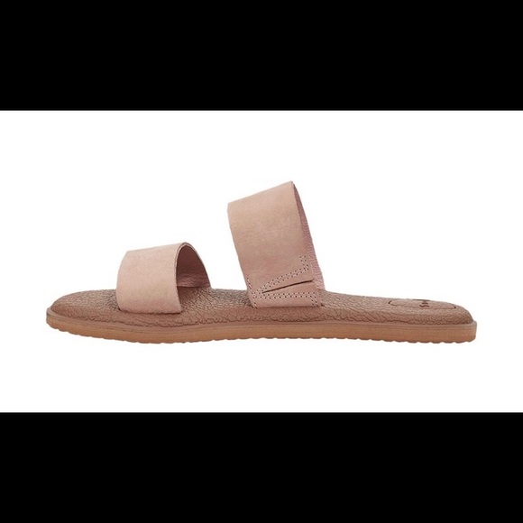 Sanuk Gora Leather Slides Rose Smoke 8 - Picture 2 of 4